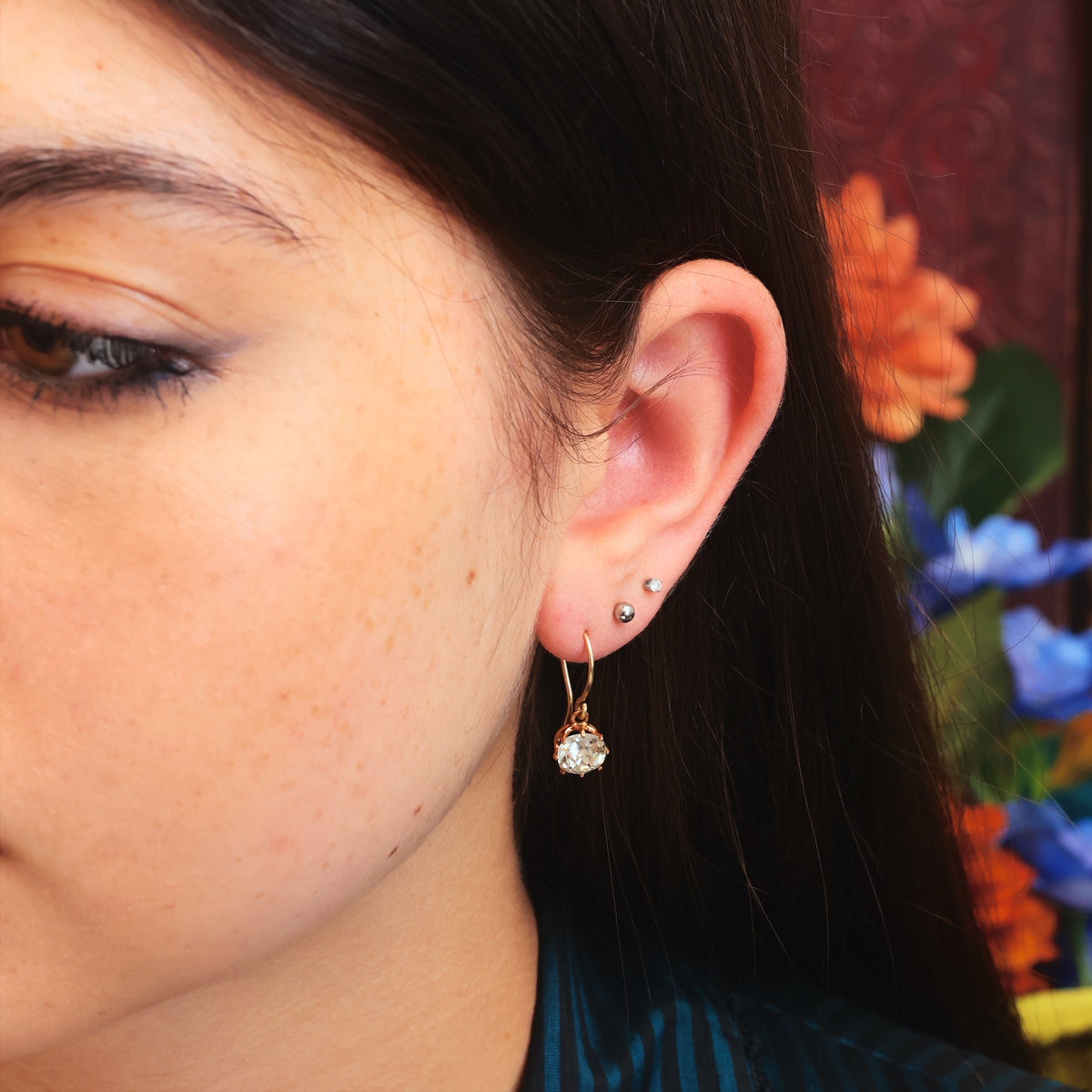 Vintage 1920's Foiled Paste Earrings