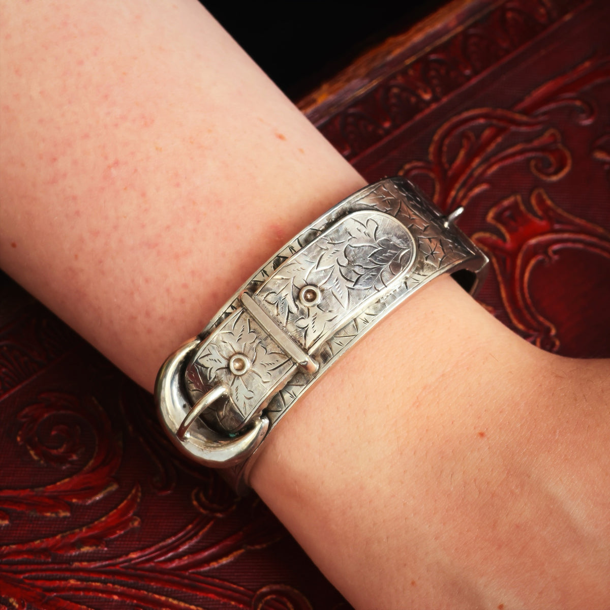 Antique Victorian Silver Buckle Bangle