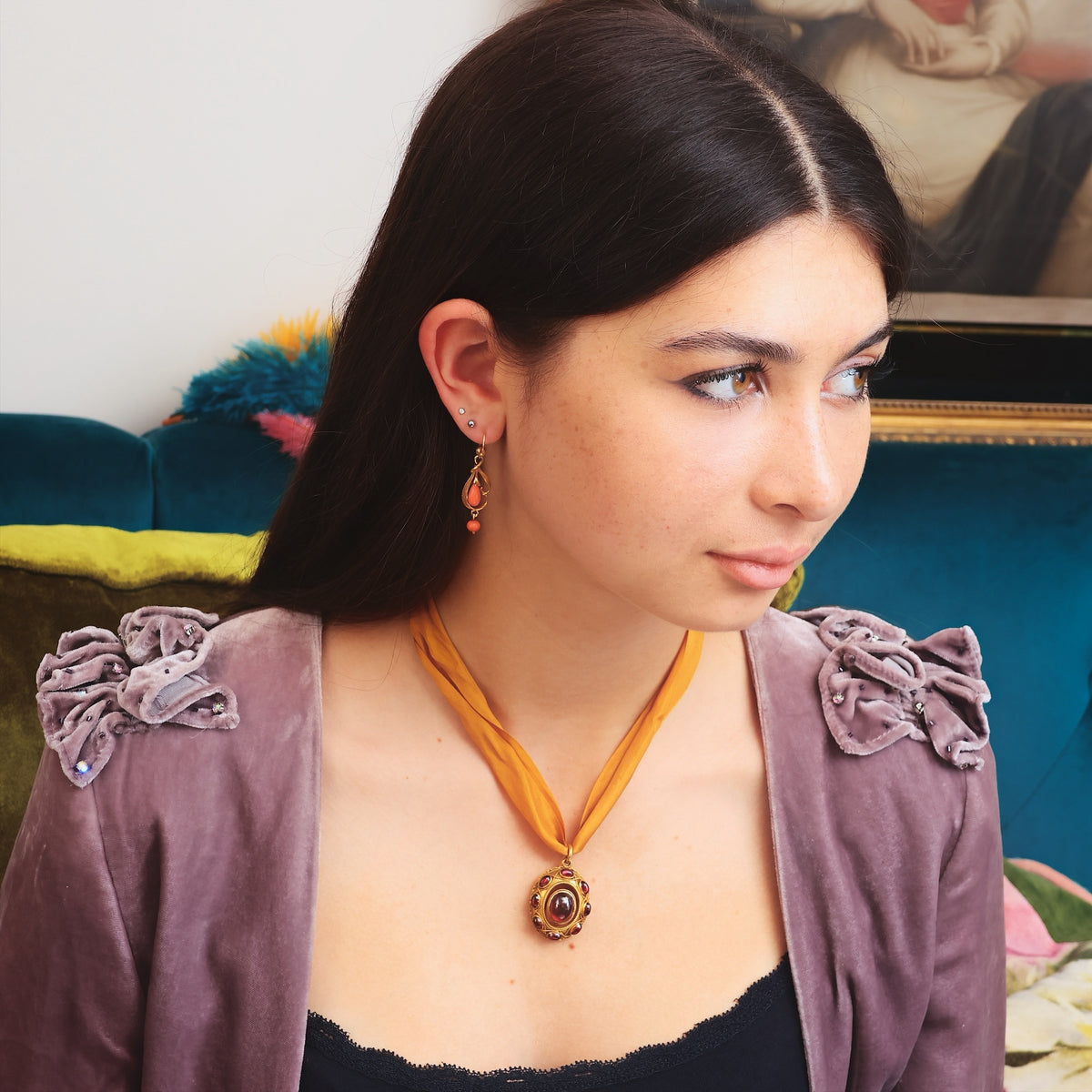 Hand Made Vintage Continental Coral Drop Earrings