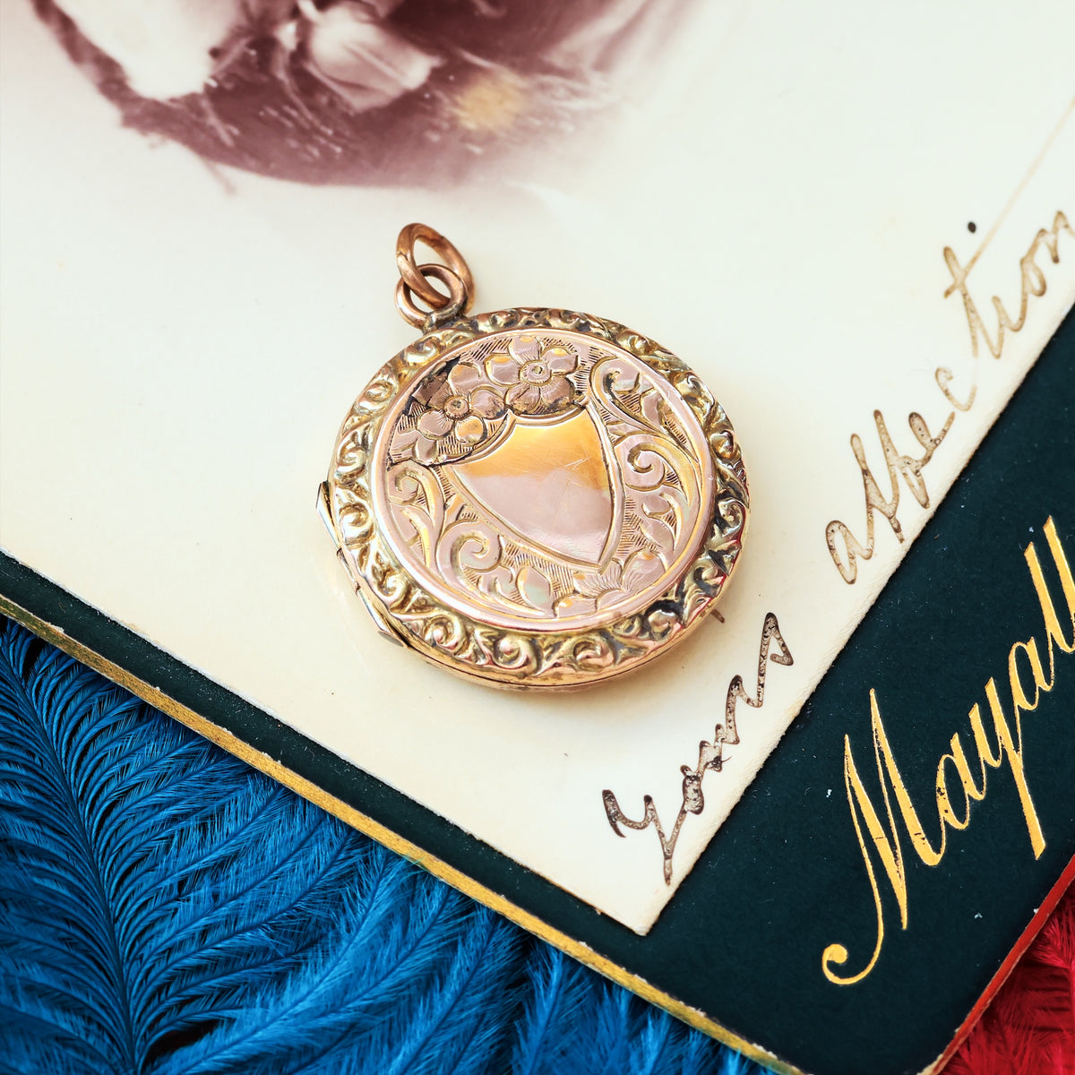 An Adorable Antique 'Wild Rose' Gold Locket