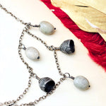 Vintage Mid Century Silver Acorn Necklace