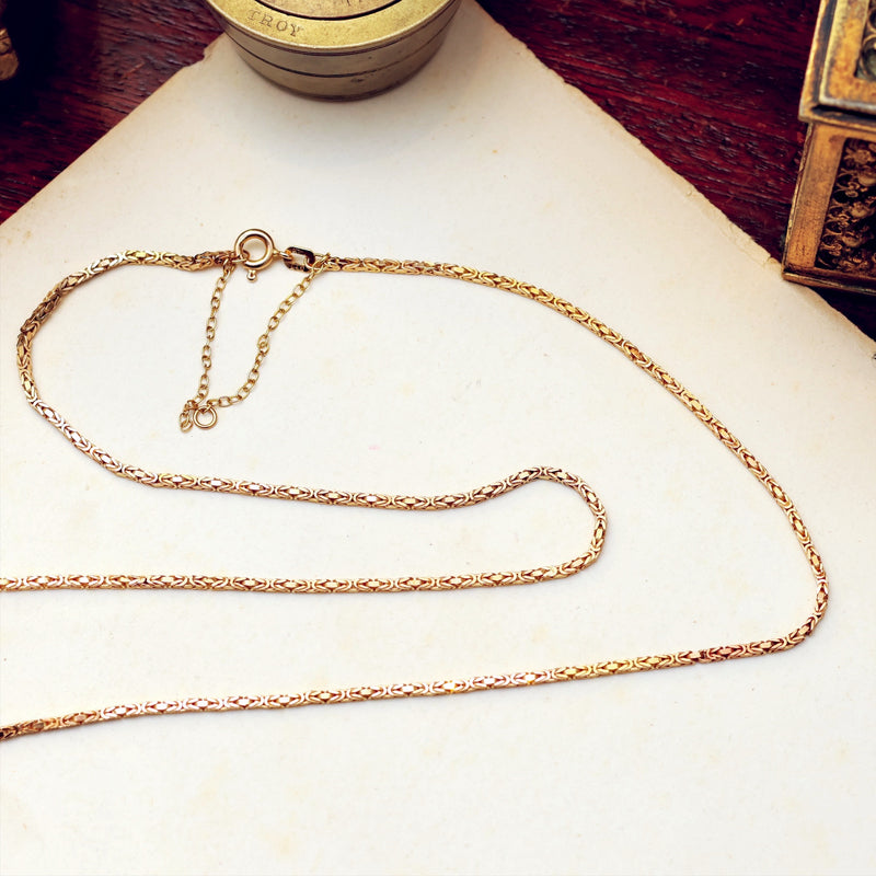 Glamorous Vintage Polished Byzantine Link Chain Necklace