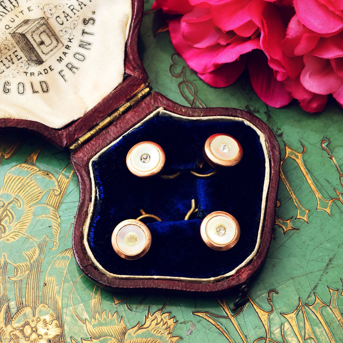 Antique Gold & Mother of Pearl Dress Studs Antique Gold & Mother of Pearl Dress Studs