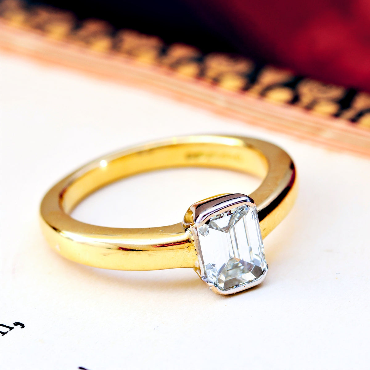 Certificated 1.13ct Emerald Cut Diamond Mengagement Ring