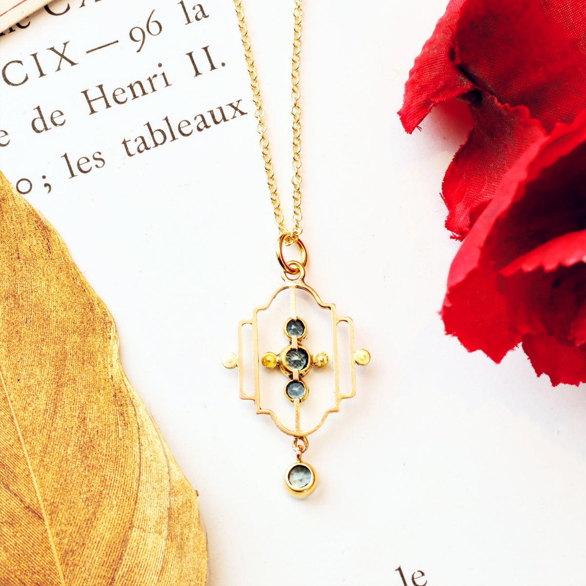 Antique Edwardian Topaz & Wild Pearl Pendant
