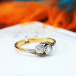 Vintage Toi et Moi Diamond Crossover Ring