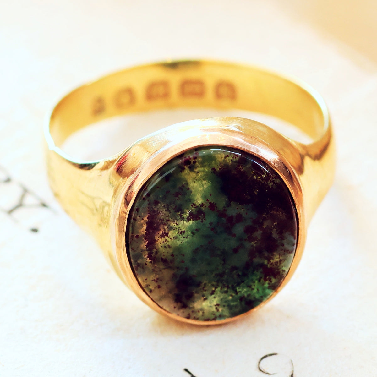 Antique Date 1887 Bloodstone Signet Ring
