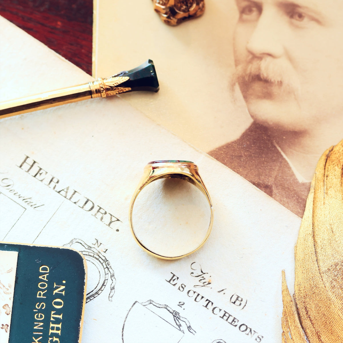 Antique Date 1887 Bloodstone Signet Ring