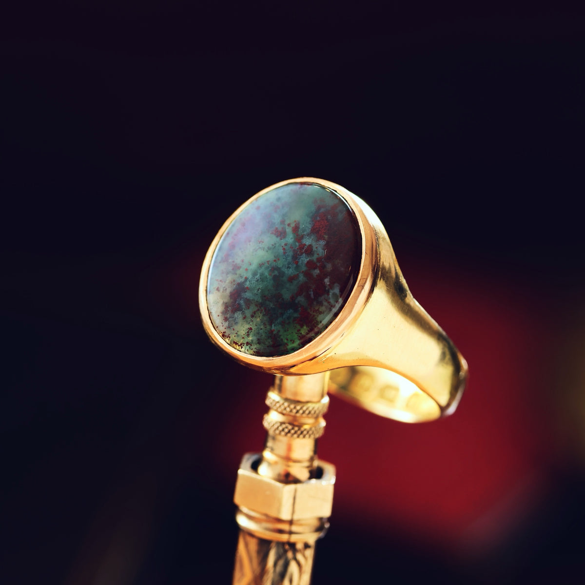 Antique Date 1887 Bloodstone Signet Ring