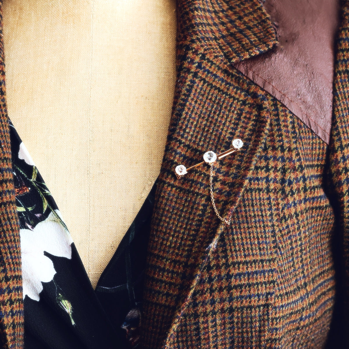 Antique Sparkle! Faceted Rock Crystal Bar Brooch