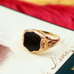 Vintage Bloodstone Gold Shield Signet Ring