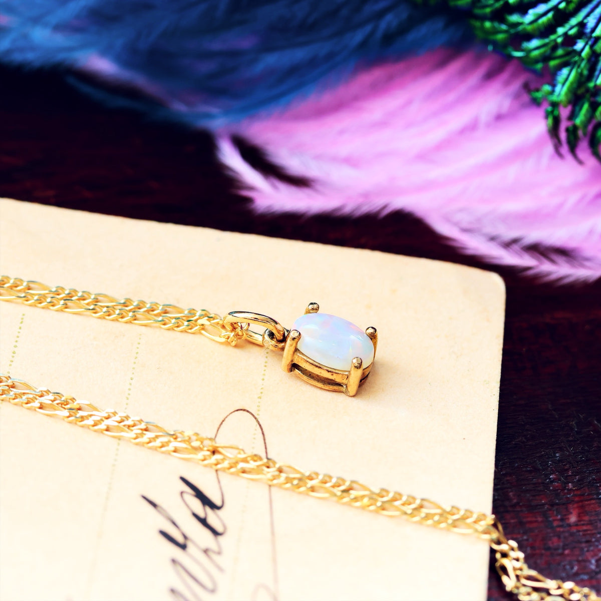 Rainbow Crystal Opal & 9ct Gold Pendant