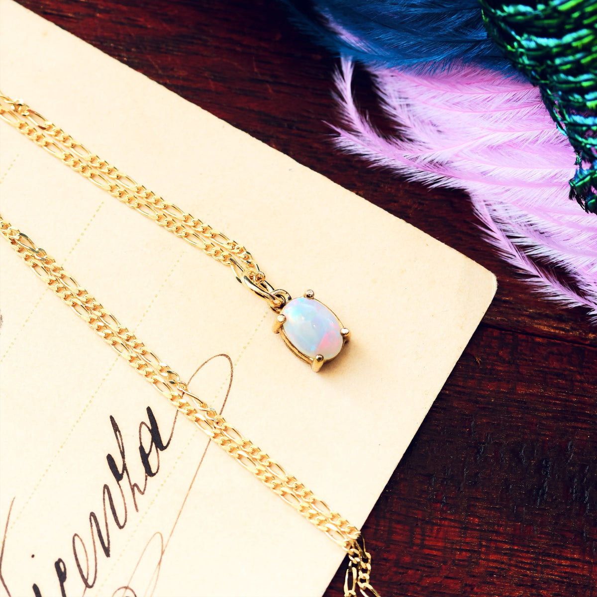 Rainbow Crystal Opal & 9ct Gold Pendant