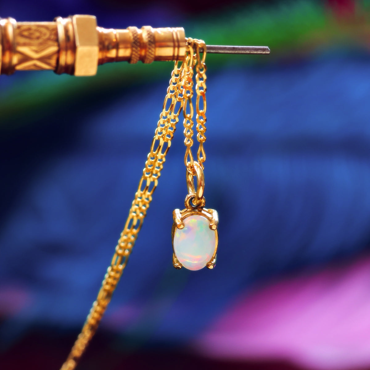 Rainbow Crystal Opal & 9ct Gold Pendant