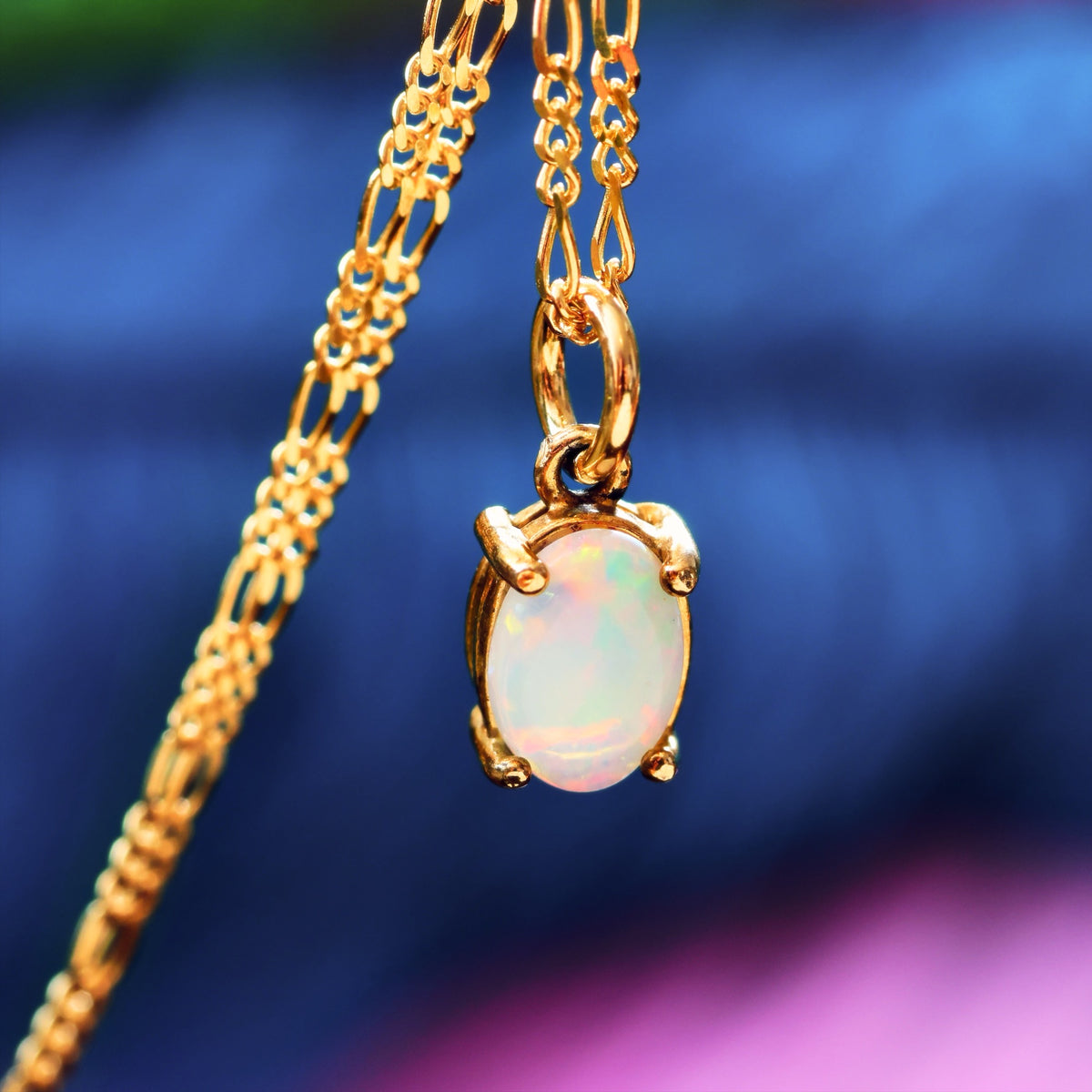 Rainbow Crystal Opal & 9ct Gold Pendant