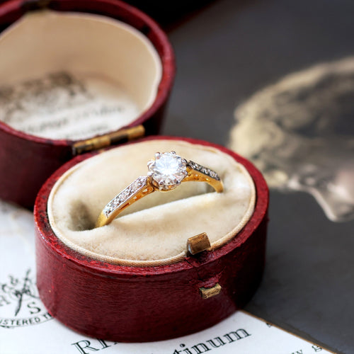 Vintage 0.40ct Old European Cut Diamond Engagement Ring