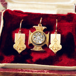Antique 15ct Gold & Diamond Pendant & Earrings