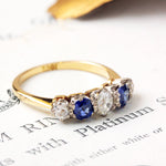 Vintage Five Stone Sapphire and Diamond Ring