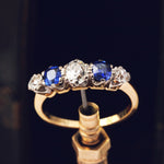 Vintage Deep Blue Sapphire & Diamond Ring