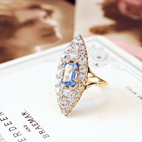 Antique Marquise Sapphire & Diamond Ring