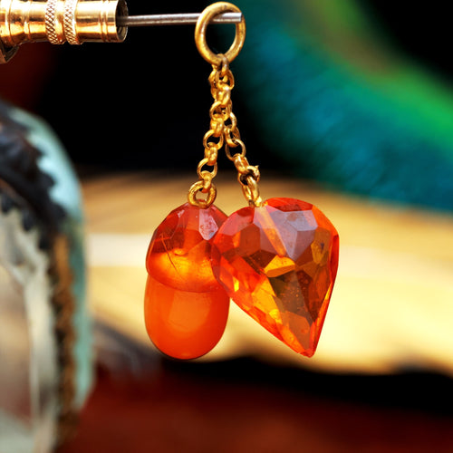 Vintage Amber Heart and Acorn