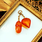 Antique Carved Amber Heart and Acorn Charms