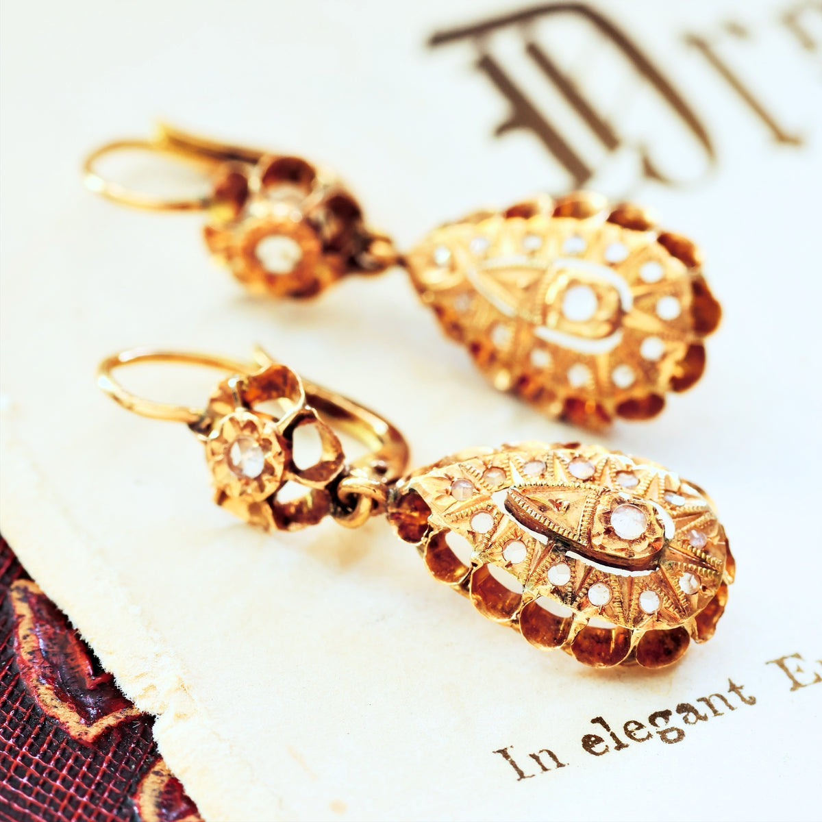 Provincial Iberian Rose Cut Diamond Earrings