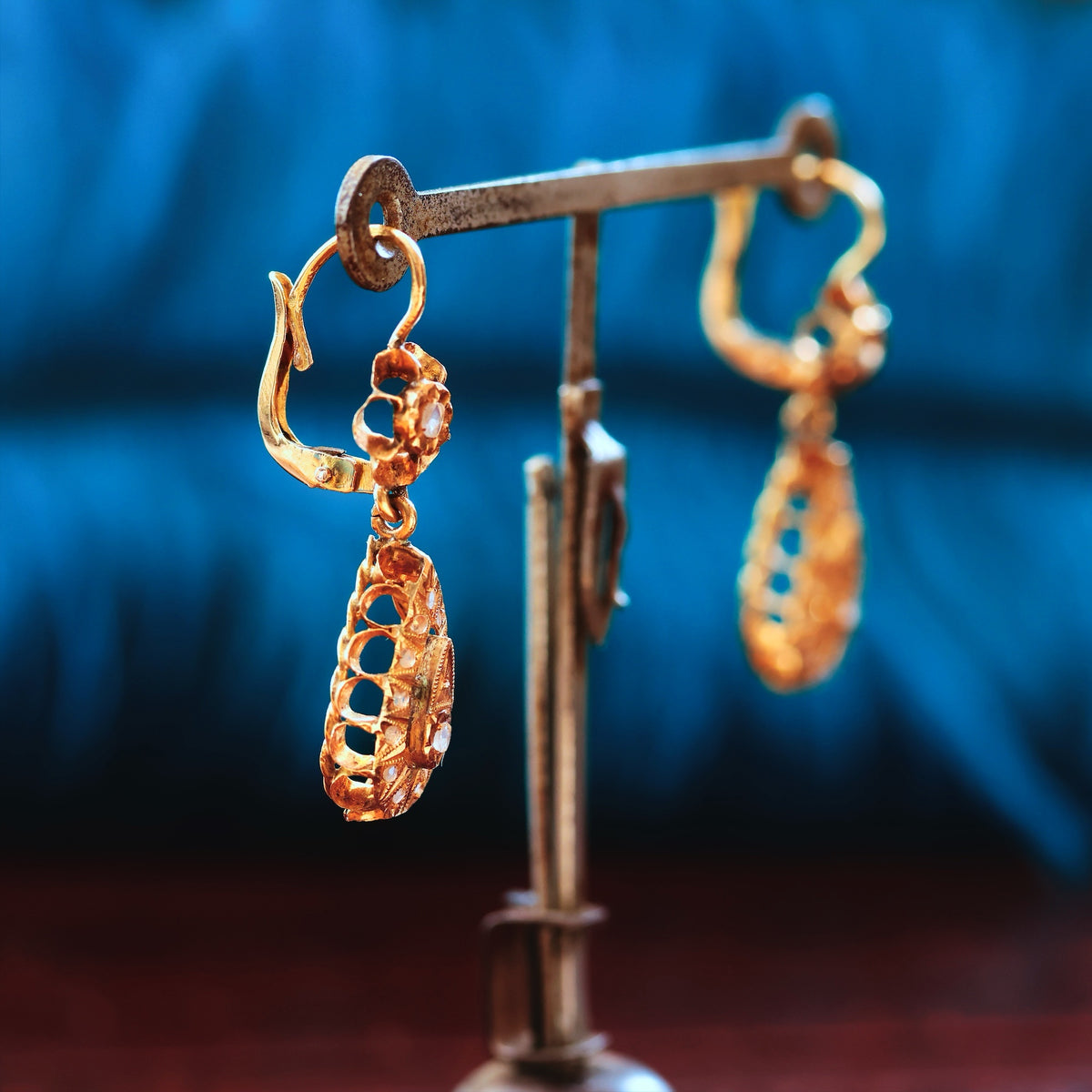 Provincial Iberian Rose Cut Diamond Earrings