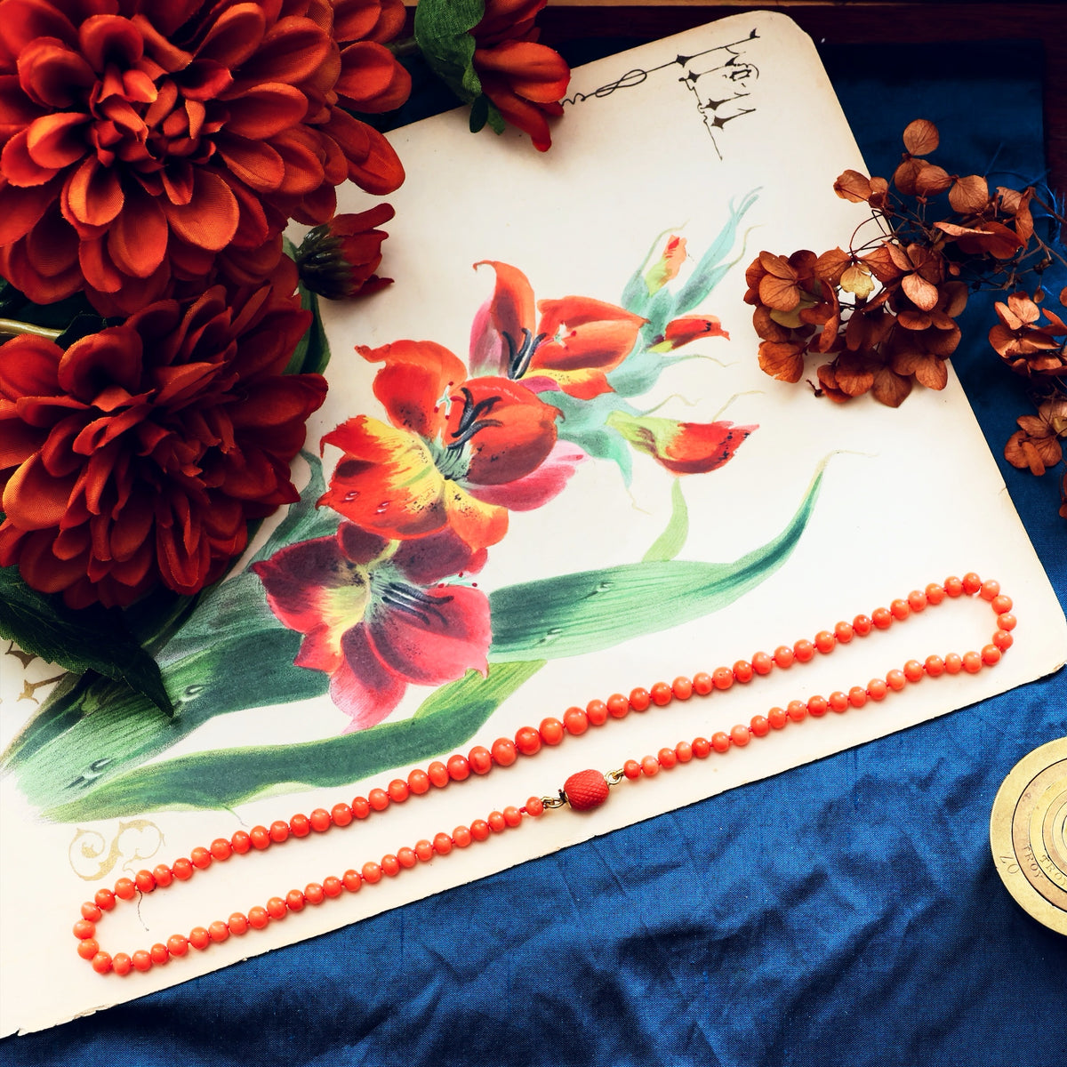 Beautiful Antique Graduated Italian Coral Necklace