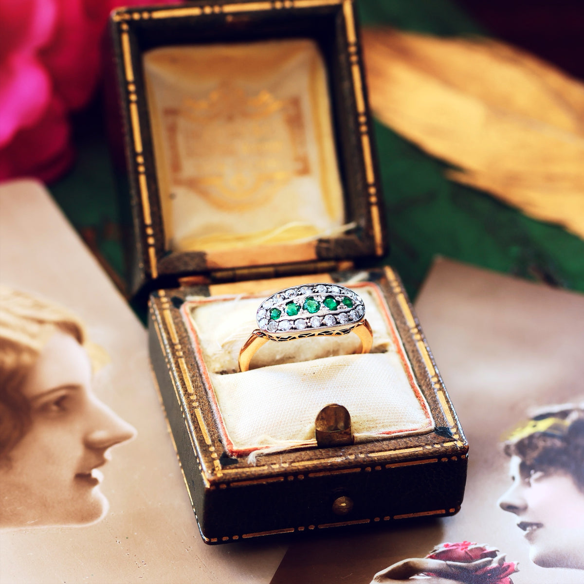 Delightful Vintage Elegance Emerald & Diamond Ring