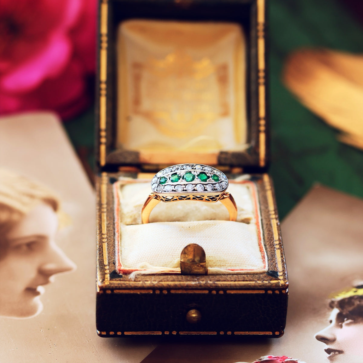 Delightful Vintage Elegance Emerald & Diamond Ring