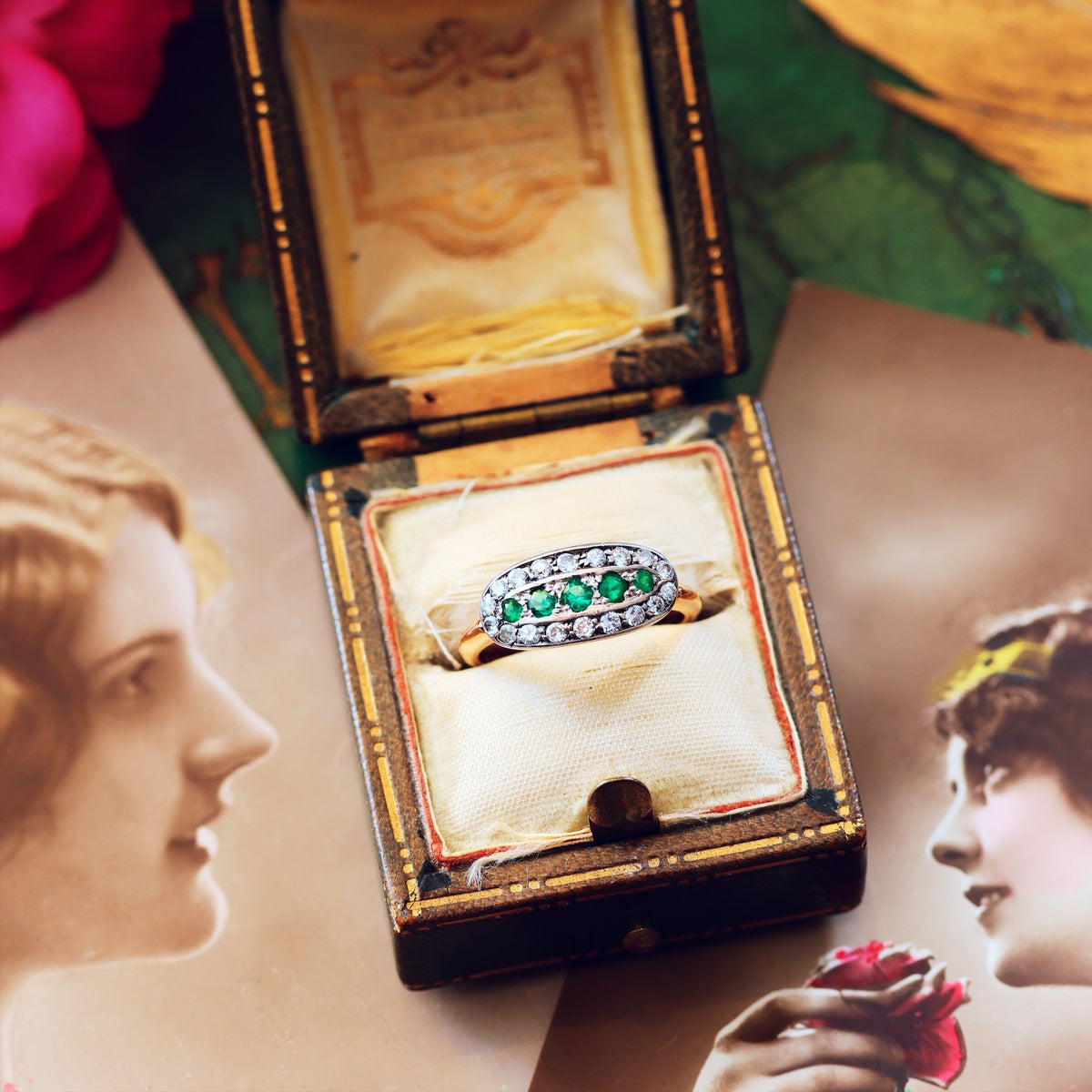 Delightful Vintage Elegance Emerald & Diamond Ring