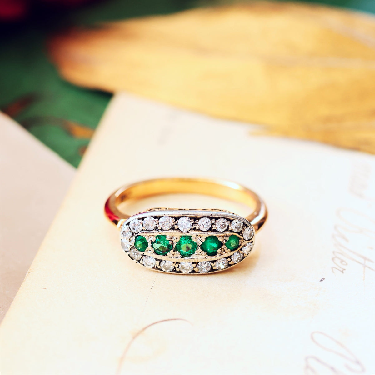 Delightful Vintage Elegance Emerald & Diamond Ring