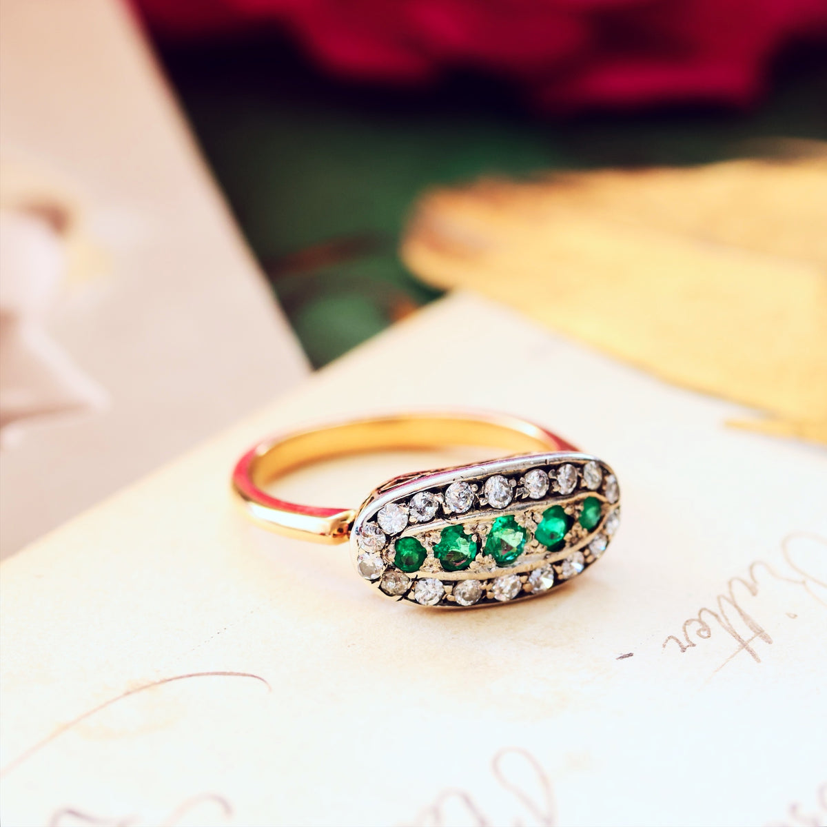 Delightful Vintage Elegance Emerald & Diamond Ring
