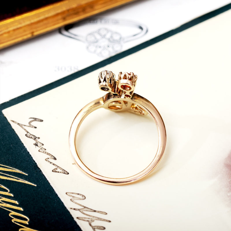 Antique Whimsy! Art Nouveau Diamond & Garnet Ring