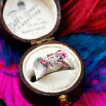 Vintage 1960's Arezzo Ruby & Diamond Cocktail Ring