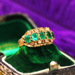 Antique Victorian Cannetille Gold Green Paste Ring