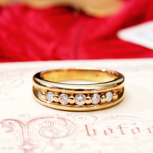 Vintage Unisex 9ct Gold Diamond Band