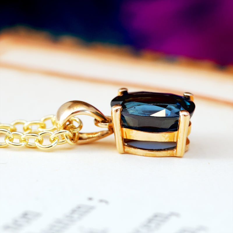 Minimalist Blue Sapphire & 9ct Gold Pendant