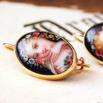 Vintage 18ct Gold Continental Enamel Earrings