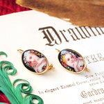 Vintage 18ct Gold Continental Enamel Earrings