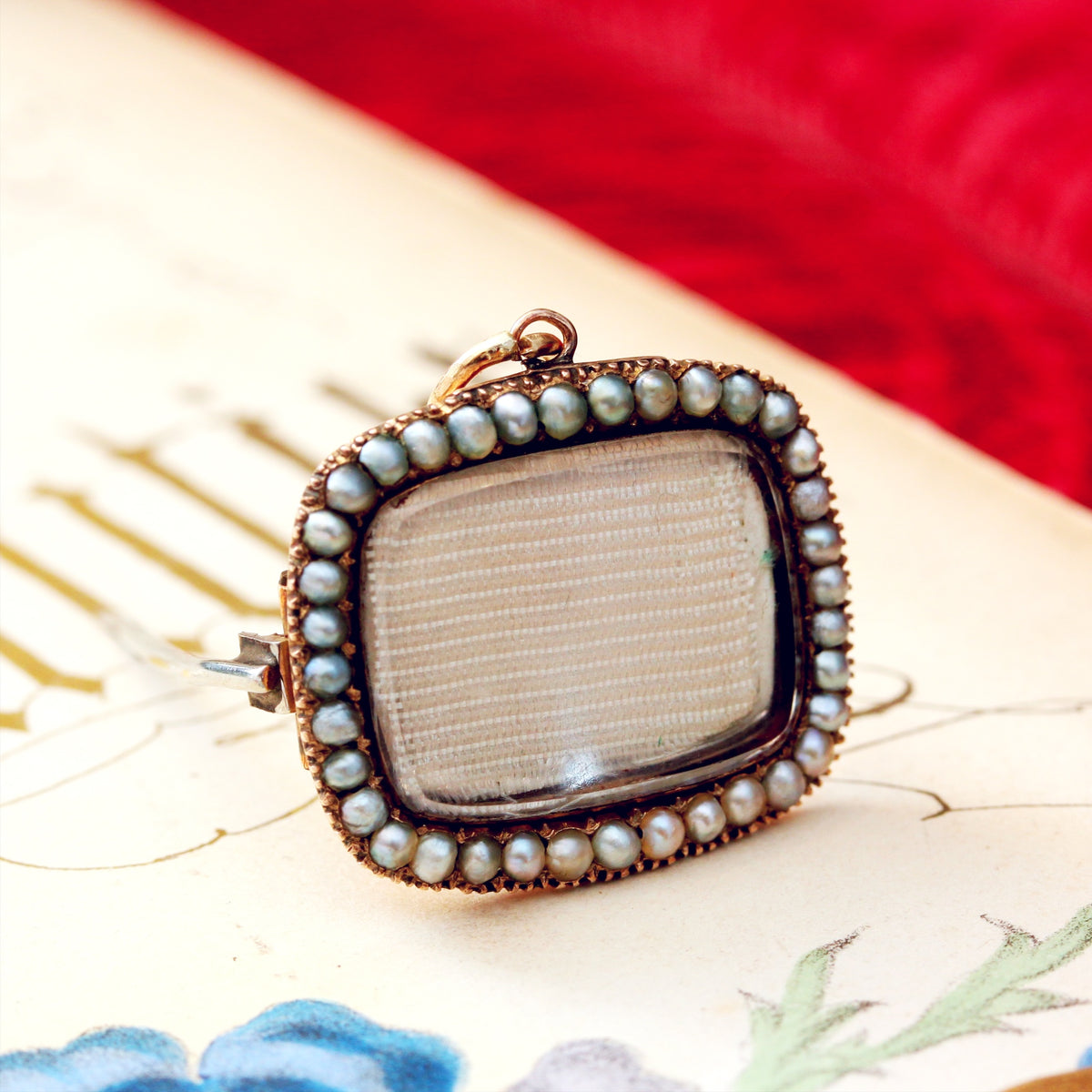Antique Wild Sea Pearl Locket Backed Fichu Pin