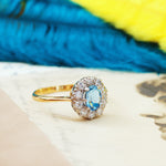 Pristine Vintage Aquamarine & Diamond Ring