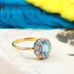 Pristine Vintage Aquamarine & Diamond Ring