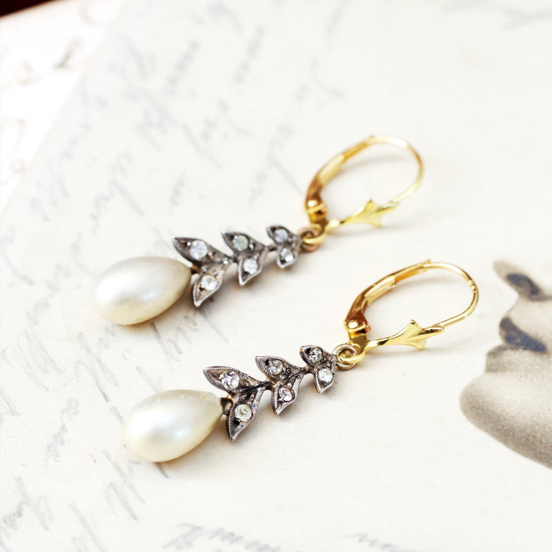 Vintage Faux Pearl & Paste Earring Drops