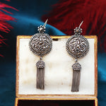 Antique Tasselled Hand Cut Steel Earrings