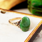 Art Nouveau 14ct Gold Jade Ring