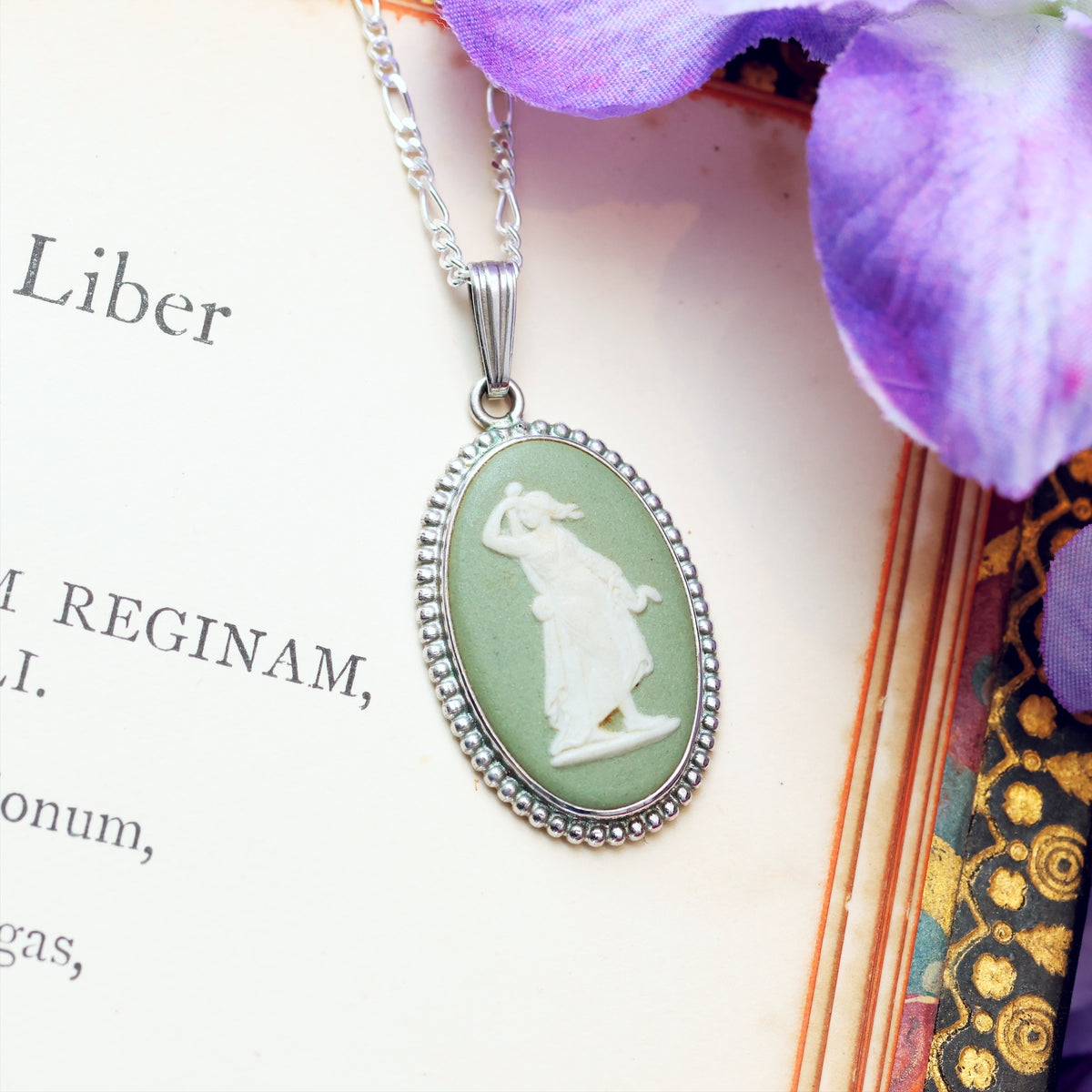 Vintage Green Jasperware Pendant