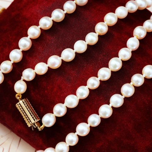 collier de perles de culture vintage du milieu du siècle