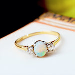 Awesome Vintage Rainbow Opal & Diamond Ring